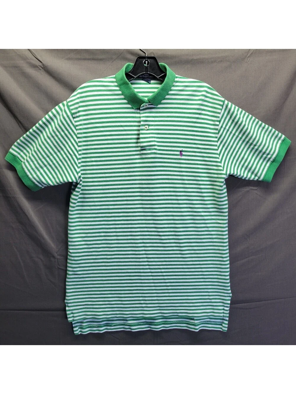 Vintage Polo Ralph Lauren Stripped Green & White Men’s Purple Pony Sz M